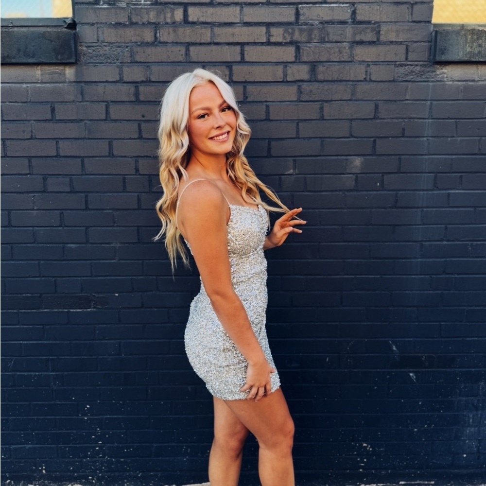 Silver Sequin Mini Dress